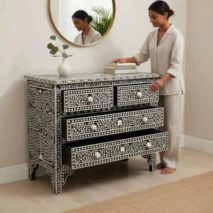ILAHI's Bone Inlay <b>Drawer</b> Modern Design Agate Detailing <b>Storage</b> Portable Home Furniture - Product Image 1