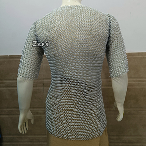 Camisa de malla de aluminio hecha a mano con anillos de 10 mm, manga corta, armadura medieval, disfraz de cosplay y recreación histórica - Product Image 4