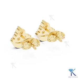 Lab Grown Diamond Crescent Moon <b>Stud</b> Earrings 3 Stone Cluster 18K Solid Gold Fine Women's Jewelry Wedding Party Anniversary Gift - Product Image 6