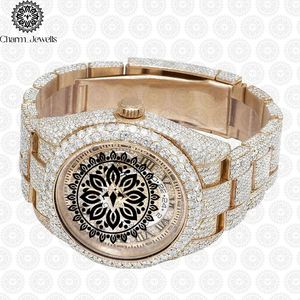 Charm_Jewells Luxury Women's Gold <b>Watch</b> Round Case 40mm Analog Quartz Sapphire Crystal <b>Diamond</b> Encrusted Fashion Bracelet - Product Image 1