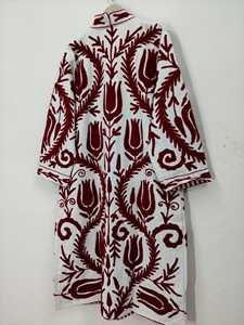 Chaqueta de Algodón Suzani para Mujer, Patrón Floral Bordado Tradicional, Abrigo Largo Uzbeko Vintage, Étnico, Transpirable, para Primavera/Verano - Product Image 3