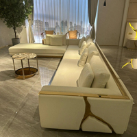 Canapé d'angle modulaire de luxe italien haut de gamme, style designer, canapé rivière, pour villa, salon de luxe, canapé en métal et tissu pour la maison