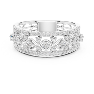 Bague REGAL LETTICE en diamant de laboratoire, or blanc 18 carats plaqué rhodium, avec pierres latérales, pour fiançailles, mariage, soirée, événement glamour, usage quotidien - Product Image 4