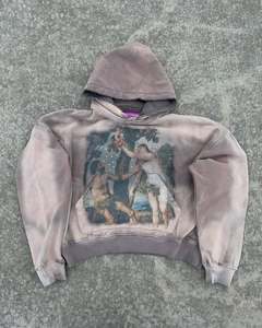 Sweat à capuche noir vintage personnalisé avec impression d'art renascentiste, coupe oversize, streetwear premium, pull à capuche OEM ODM - Product Image 3