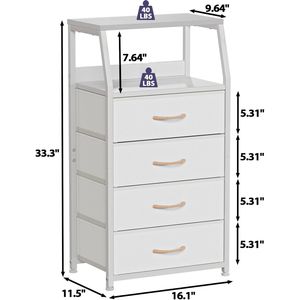 White Vertical <b>Storage</b> Tower 4-Drawers Dresser for Bedroom and Hallway <b>Clothes</b> Organiser - Product Image 3
