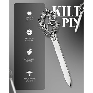 Épingle à kilt décorative traditionnelle en métal chromé antique, motif épée de thistle et peltre, qualité supérieure, pour tenue tartan, vente en gros usine 2026 - Product Image 6