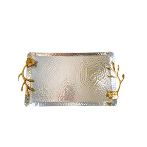 Hand Hammered Serving <b>Tray</b> Rectangular Silver Serving <b>Tray</b> With Silver Handles For <b>Kitchen</b> Decor Accessories In Greatest Price - Product Image 2