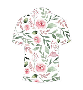 Mens <b>Rose</b> Floral Print Polo Shirt Summer Short Sleeve Casual Collared Button <b>Top</b> Breathable Lightweight Tee - Product Image 2