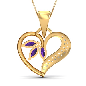 Collar Clásico con Colgante de Amatista Chapado en Oro de 18K con Detalles de Diamantes, Joyería Unisex para Uso Diario - Product Image 4