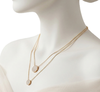 Collier en or massif 10K/14K/18K double couche avec disque de diamant de laboratoire, bijou rond en diamant de laboratoire, collier de mariage, cadeau d'anniversaire