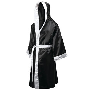 Unisex White <b>Satin</b> <b>Robe</b> With Black Trim Long Sleeve Kimono Style Bathrobe - Product Image 4