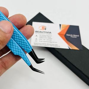 แหนบขนตาแบบด้ามจับเพชรแบบมืออาชีพทำจากสแตนเลสพร้อมปลายไฟเบอร์สำหรับการต่อขนตา - Product Image 1