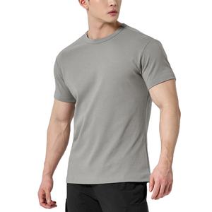 180 Gsm coton Spandex blanc Gym Fitness mâle vêtements de sport Muscle Slim Fit hommes t-shirt décontracté sport à manches courtes t-shirt pour hommes - Product Image 1