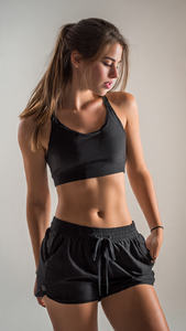 Shorts de sport d'été pour femmes, taille élastique avec cordon de serrage, séchage rapide, ajustés, doux, brillants, brodés, en polyester/coton - Product Image 3