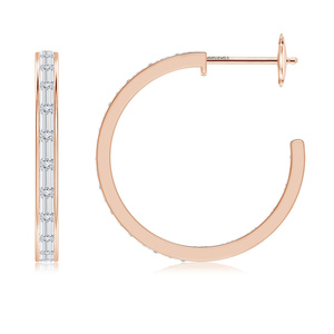 Pendientes de Aro de Oro de 10K, 14K, 18K y Plata 925 con Diamantes, Corte Baguette, Joyería de Lujo para Uso Diario para Mujer, Vaayu Jewels - Product Image 2