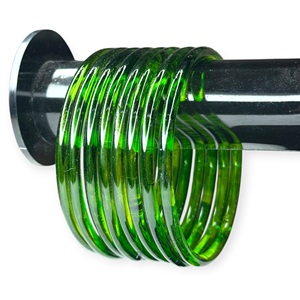 Vibrant Green Jelly Glass Finish Kashmiri <b>Bangles</b> Set Lightweight Daily Wear Traditional Wedding Stackable Jewellery - Product Image 1