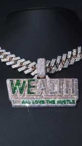 Collar con Colgante de Nombre Personalizado Unisex con Moissanita Verde Baguette, Estilo Hip-Hop para Hombre, Joyería de Diamantes, Regalo Único y Perfecto - Product Image 2