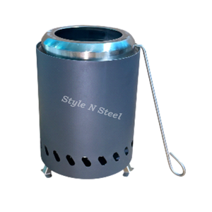 STAINLESS STEEL/HR GREY Fire Pit Stainless Steel Heat Resistant Paint Freestanding Design Coal/Wood Burning Outdoor Heater - Product Image 3