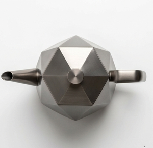 Service à thé en métal poli brillant fait main, théière géométrique en acier inoxydable, ensembles modernes de café et de thé en métal - Product Image 2