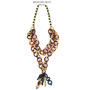 Bohemian Bone Beads <b>Statement</b> <b>Necklace</b> With Tassel Pendant Multicolor Bone Beaded Chain Unisex Jewelry at Best Wholesale Price - Product Image 2
