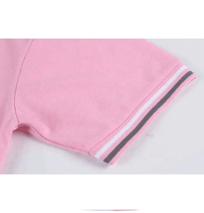 Polo à manches courtes pour homme, color-block rose, gris, blanc, décontracté, pour l'été, tissu popeline respirant - Product Image 4