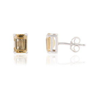 Stunning Minimalist Design 925 <b>Sterling</b> <b>Silver</b> Octagon Cut Natural Citrine Gemstone Fine <b>Stud</b> Earrings For Women - Product Image 3
