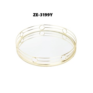 Modern Iron Decorative <b>Tray</b> with Contemporary Minimalist StyleGold Plated Metal Handicraft Decorative <b>Tray</b> for Glam Style <b>Mirror</b> - Product Image 1