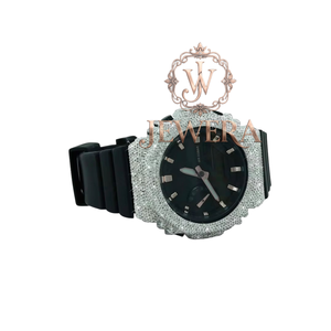 Export Quality Elegant Mossinate <b>Rubber</b> Diamond <b>Watch</b> with Genuine Diamonds for Everyday Wear Available for Factory Price - Product Image 2