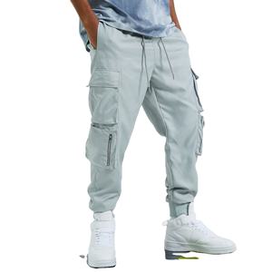 Cargo OEM personalizado 100% algodón orgánico Multi bolsillos Streetwear pierna ancha suelta holgada pantalones Cargo para hombres - Product Image 2