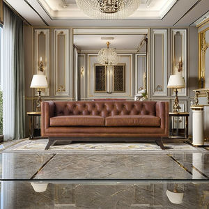 Blue Ocean Modern Tufted Genuine Leather Chesterfield Three Seat Modular Sectional Sofa Bed Accent Chair L-Shape Living Room - Product Image 3