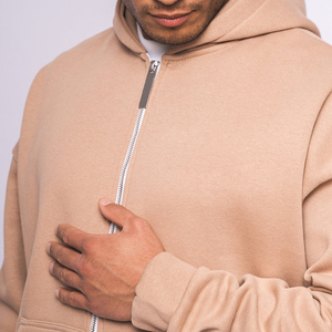 Men basics oversized zipper hoodie soft breathable casual style cotton fleece fabric full <b>zip</b> <b>hooded</b> relaxed and winter outfit - Product Image 3