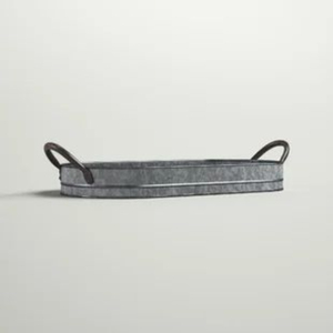 Bandeja de metal galvanizado con asas de cuerda, juego de 3, decoración estilo rústico, bandejas decorativas de metal para uso en el hogar y la cocina - Product Image 2