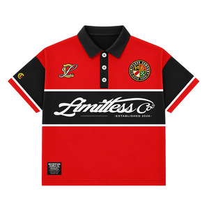 Limitless Men's Red <b>Black</b> Short Sleeve for Shirt Front Logo Print Regular Fit Formal 100% Cotton Knitted Fabric - Product Image 1