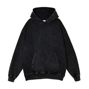Sudadera con Capucha Extra Grande Personalizada de 400 g/m², Lavada al Ácido, para Hombre, 100% Poliéster, Bordada, Estilo Vintage, Lisa, para Invierno - Product Image 6