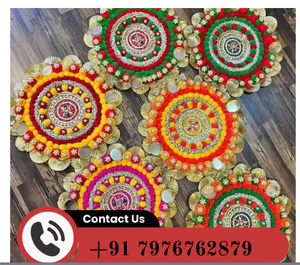 Handmade Circular Rattan Tea Light Holder With Colorful <b>Pom</b> <b>Pom</b> Floral Design Eco Friendly Home Decoration - Product Image 5