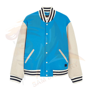 Top Sale Men's Winter Varsity Jackets New Arrival Waterproof Customized Size Button up Closure <b>Stand</b> Collar Front Logo - Product Image 6