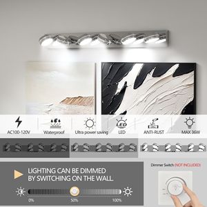Lampada LED da 43 Pollici per Specchio da Bagno, 18W, 6 Luci, Illuminazione Moderna per Bagno - Product Image 4