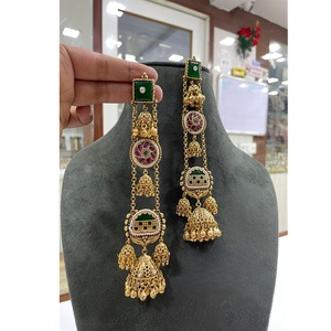 Boucles d'oreilles pendantes en laiton plaqué or de haute qualité avec moissanite, style fusion, pour femme, tendance, pour mariage - Product Image 3
