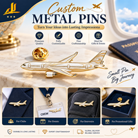 Plaque en émail plaqué or de haute qualité en forme d'avion, modèle d'avion 3D réaliste, badge métallique pour les passionnés d'aviation, souvenir