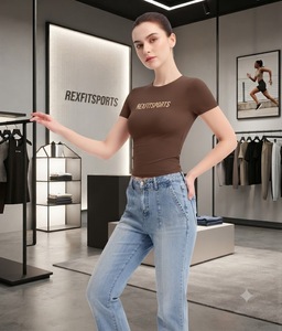 เสื้อยืดออกกำลังกายผู้หญิงทรงเข้ารูป REXFITSPORTS 2026Custom แขนสั้น คอกลม สำหรับฟิตเนสและฝึกซ้อม รับผลิตแบรนด์ส่วนตัว (Private Label) - Product Image 6