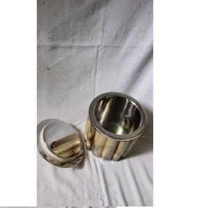 Seau à glace en corne naturelle pour champagne, bière, vin, fût de refroidissement en corne de vache pour seau à glace en acier pour la maison et les restaurants - Product Image 4