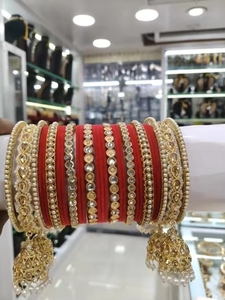 PADMAWATI <b>BANGLES</b> PRIVATE LIMITED High Quality Brass Gold Plated 2m Thick Bezel <b>Set</b> Multi Color Indian Ethnic Wedding Women's - Product Image 1