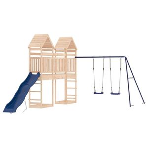 Juego de juegos al aire libre de madera de pino maciza con columpios grandes, diseño de madera natural - Product Image 2