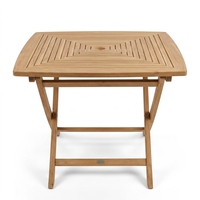 Table à manger pliante carrée moderne en teck massif bien poncé, pour extérieur, hôtel, capacité 4 personnes