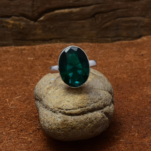 Bague en argent chromé diopside, argent sterling 925, pierre verte, bijoux faits à la main, bague pour elle - Product Image 3