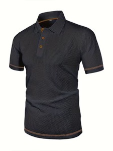 เสื้อเชิ้ตแขนสั้นสไตล์ธุรกิจสำหรับผู้ชาย ขายส่ง รับสั่งทำโลโก้ด้านหน้า ลายเรียบ ผ้าโพลีเอสเตอร์ ระบายอากาศ แห้งเร็ว ผ้าถัก - Product Image 2