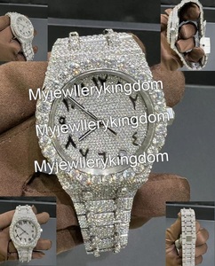 Reloj de Hombre de Acero Inoxidable Chapado en Oro Blanco, Estilo Hip Hop, Cristal Completamente Adornado con Moissanita Real, Movimiento de Cuarzo, Diseño Bust - Product Image 1