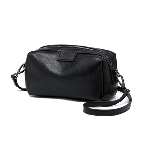 Sac bandoulière en cuir véritable 19 cm avec fermeture éclair, sangle amovible, style minimaliste unisexe - Product Image 5