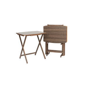 XL Oversized <b>Folding</b> Tray <b>Table</b> Set of 4 with Rack Rustic Espresso Dining <b>Tables</b> - Product Image 1