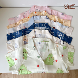 Ensemble de pyjamas pour enfants Seun style coréen, imprimé animaux, en coton doux, vêtements de nuit décontractés pour garçons et filles - Product Image 4